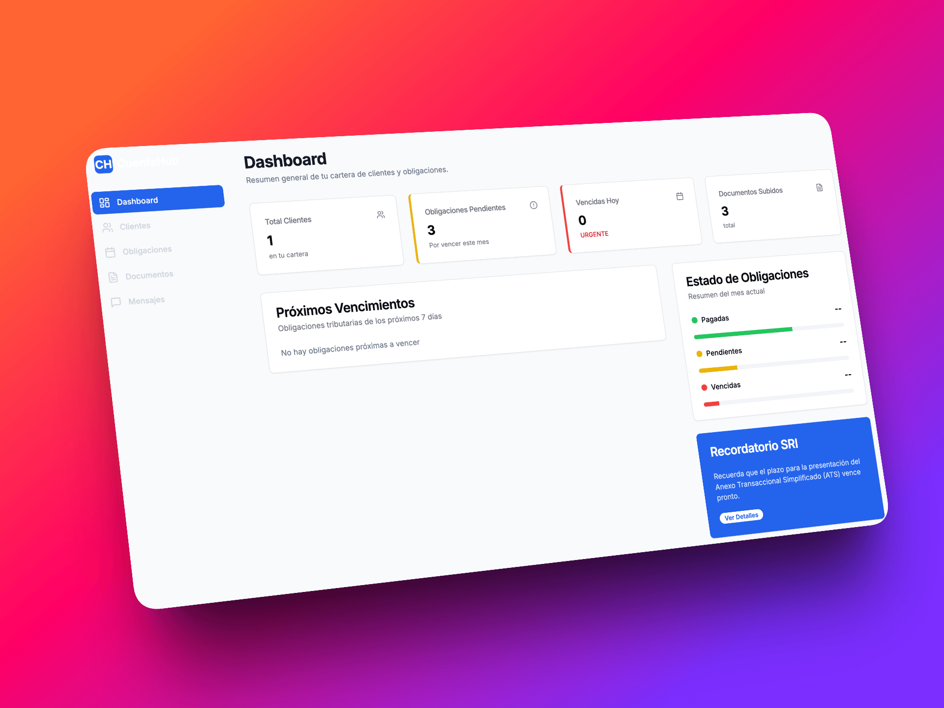 Dashboard - Vista general del sistema